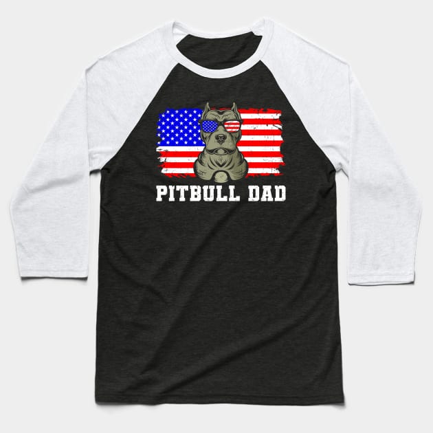 Pitbull Dad Gift Baseball T-Shirt by Delightful Designs